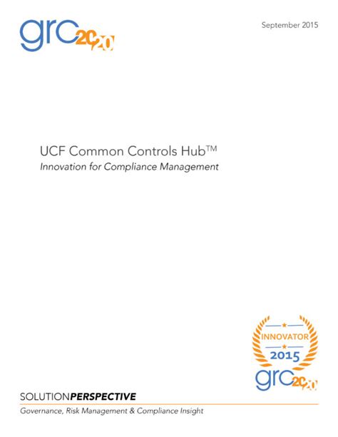 UCF Common Controls Hub: Innovation for Compliance .